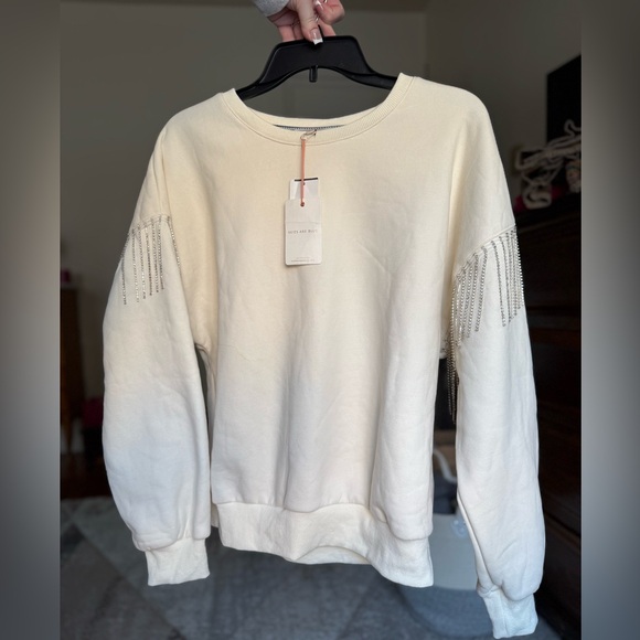 Skies Are Blue Tops - NWT Skies Are Blue Rhinestone Sleeve Cotton Blend Swearshirt / Medium